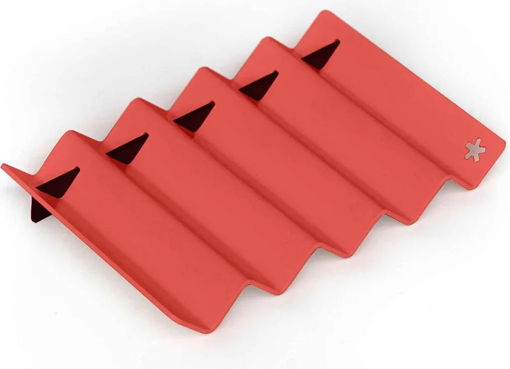 Petit porte-savon ZigZag Roman Luyken Rouge corail en silicone souple
