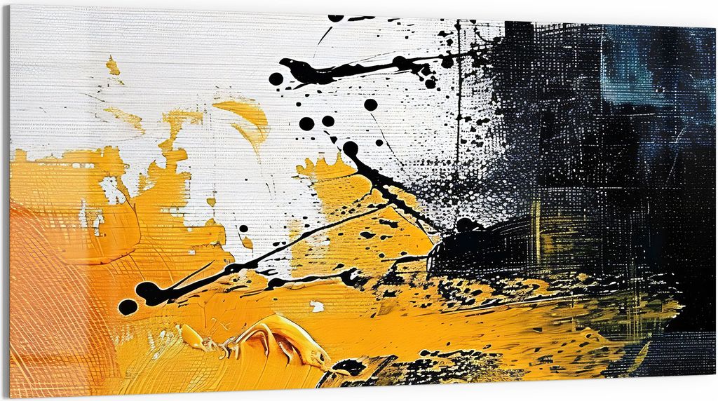 DEQORI Glasbild Acryl 100x50 cm 'Gelbschwarze Lebendigkeit' Wandbild Bild modern Deko