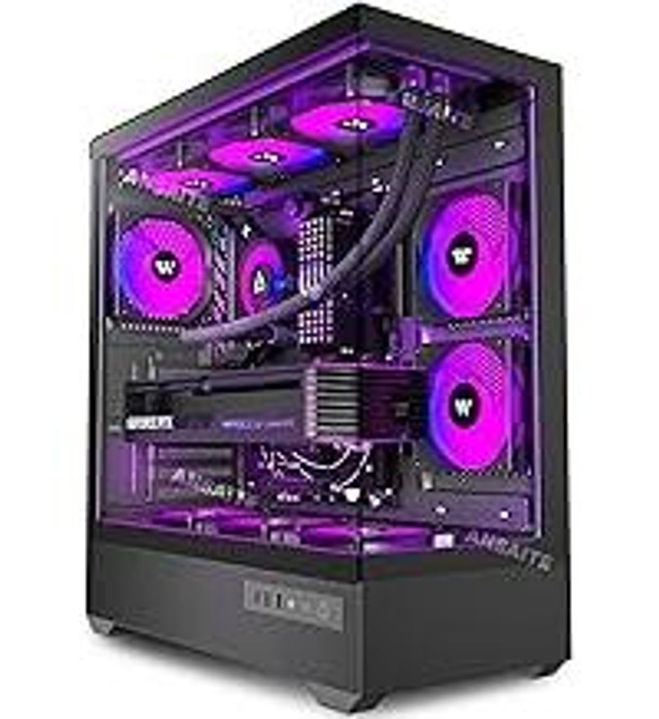 ATX PC-Gehäuse 6×120 mm ARGB PWM-Lüfter vorinstalliert ?Mid-Tower Gaming PC-Gehäuse, Panorama-Gehärtetes Glas Schwarz Computer-Gehäuse mit Ty...
