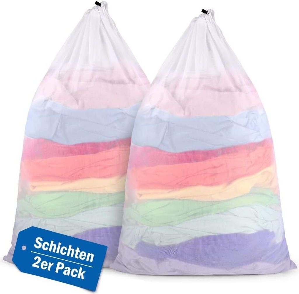 ecooe groß Wäschesack für Waschmaschine, 2 Stück XXL Wäschenetz mit Kordelstopper, 60X80cm Wäschebeutel für Decken, Rucksack, Plüschtiere, ...