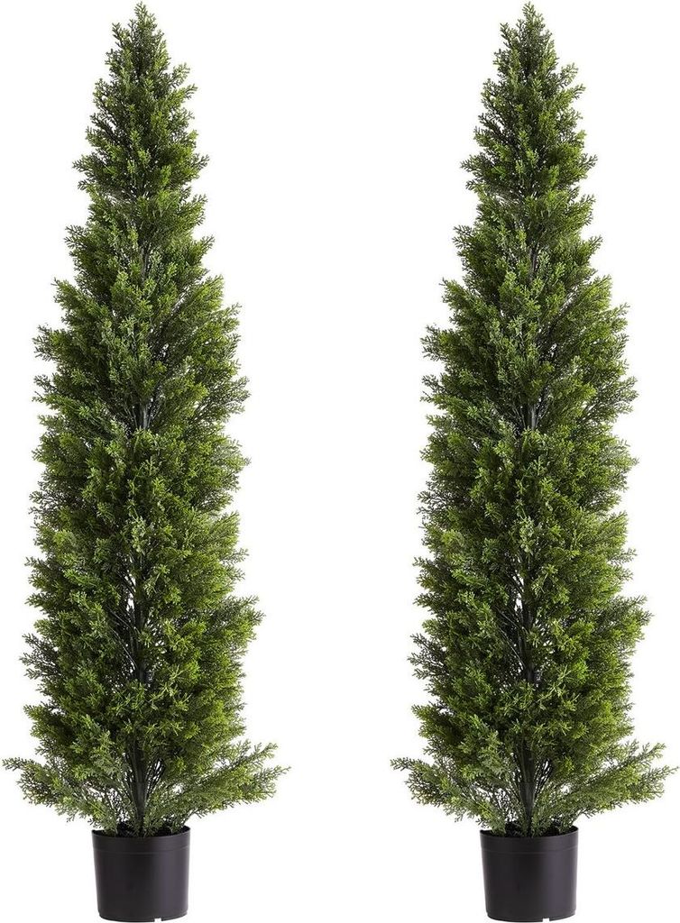 Künstliche Topiary-Zedernbäume, 2er-Set 1524 mm Kunstkiefernsträucher, Kunstseidenbäume sehen echt aus, einfache Montage für Dekoration, Veran...