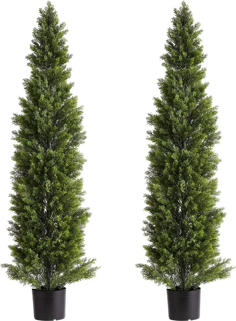 Cèdres topiaires artificiels 152cm lot de 2 pins en soie réalistes