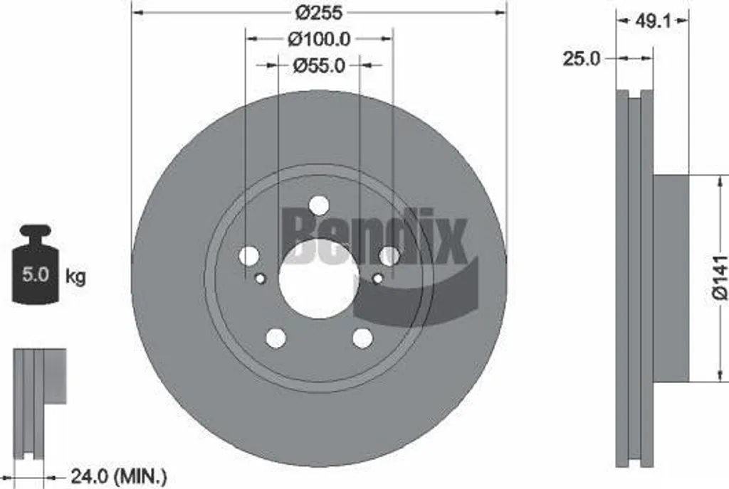 Disque de frein BENDIX BDS1995 OE 4351220450 pour Toyota Celica