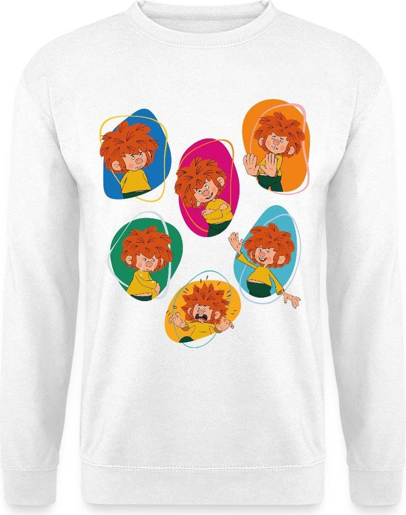 Spreadshirt Pumuckl Zeigt Verschiedene Emotionen Uni Pullover, XXL, Weiß