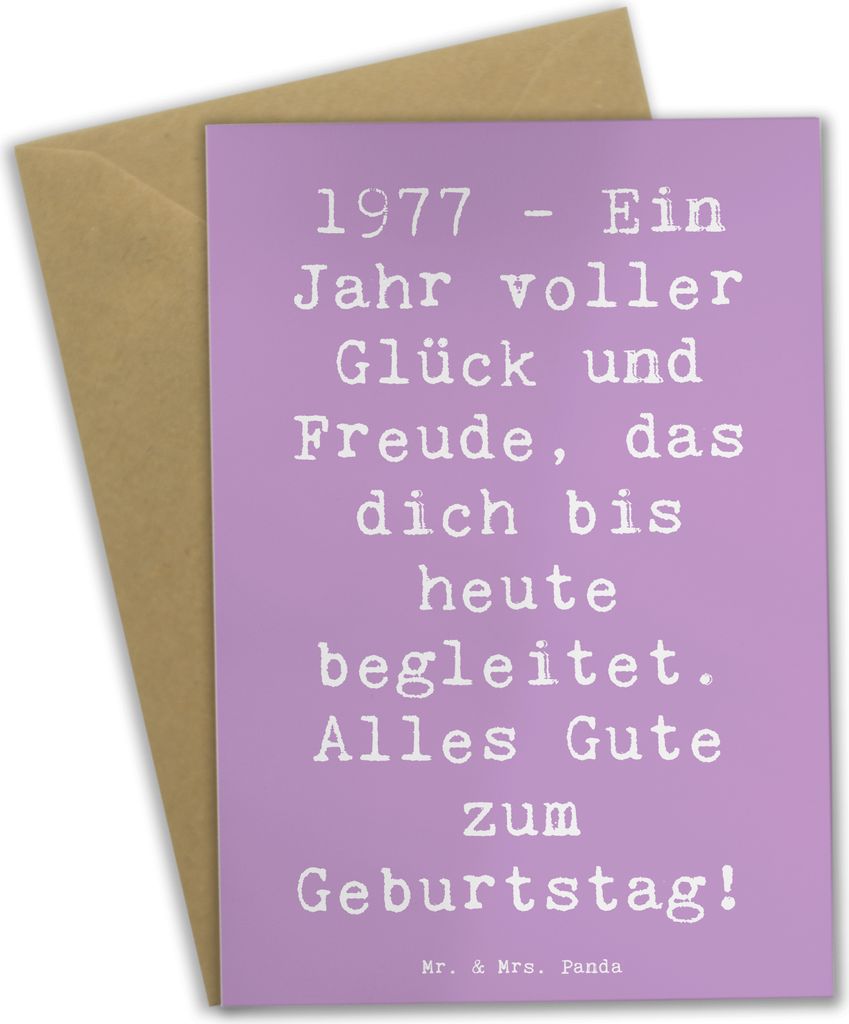 Mr. & Mrs. Panda Grußkarte Spruch 1977 Geburtstag - Lavendeltraum - Geschenk, Alter, alles Gute, Feier, hochzeitskarten, Happy Birthday, Jubiläum...