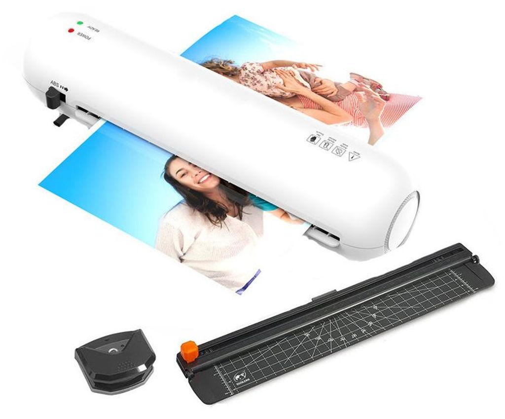 A4 Laminiergerät für Zuhause, Heiß & Kalt Laminator für Fotos und Dokumente, blasenfrei & einfach zu bedienen-Satz
