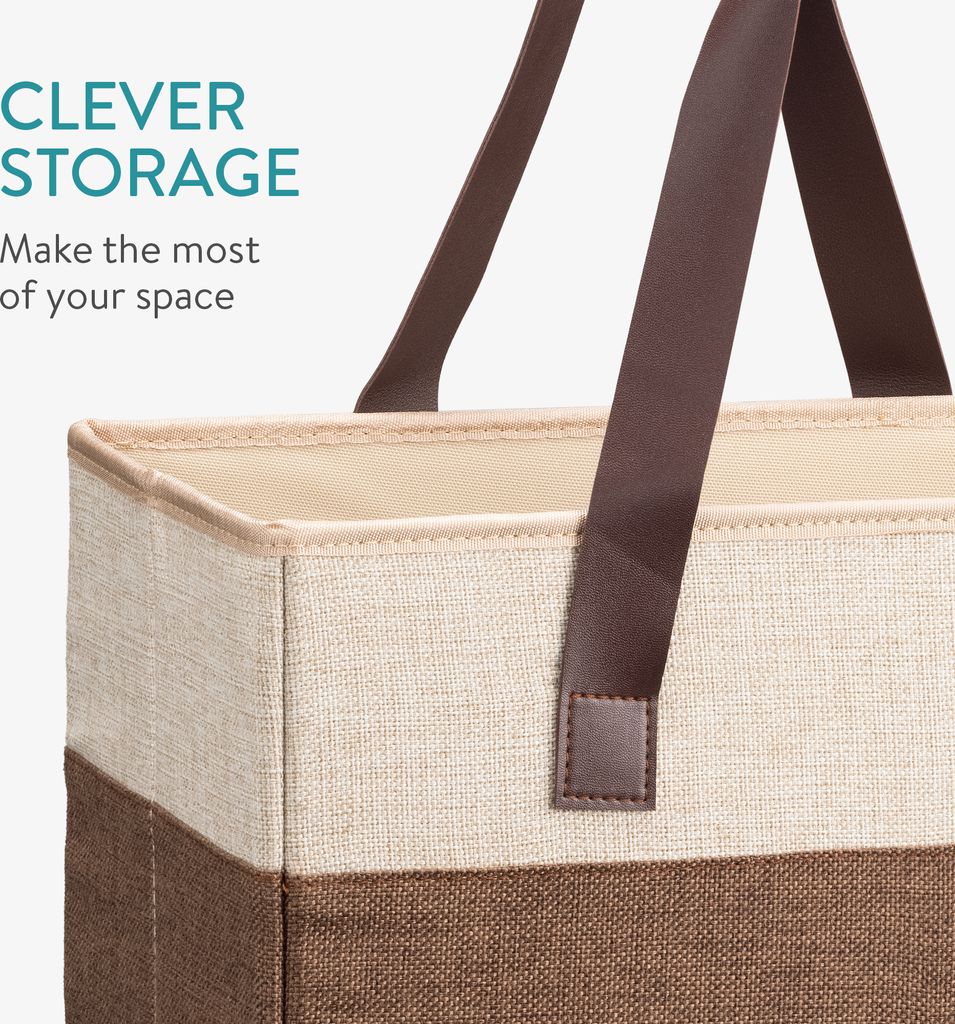 Treppenkorb Aus Filz Mit Ledergriffen - Faltbarer Stauraum Für Treppen