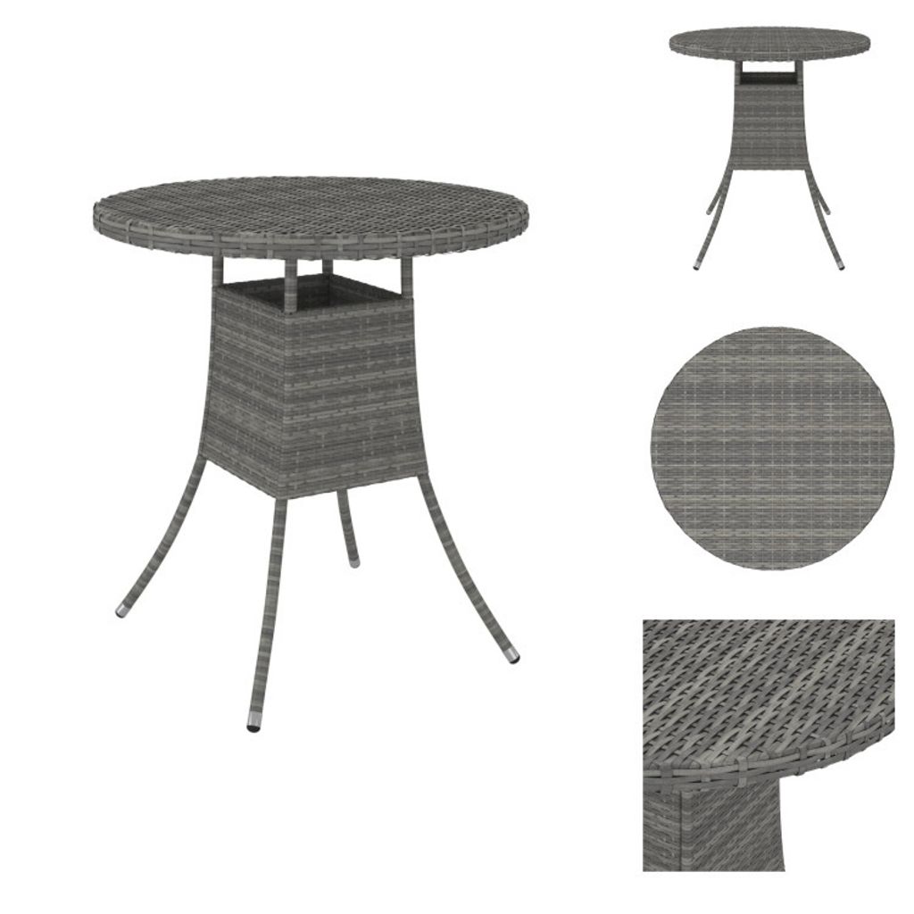 vidaXL Gartentisch Grau 70x70x73 cm Poly Rattan - Gartentische