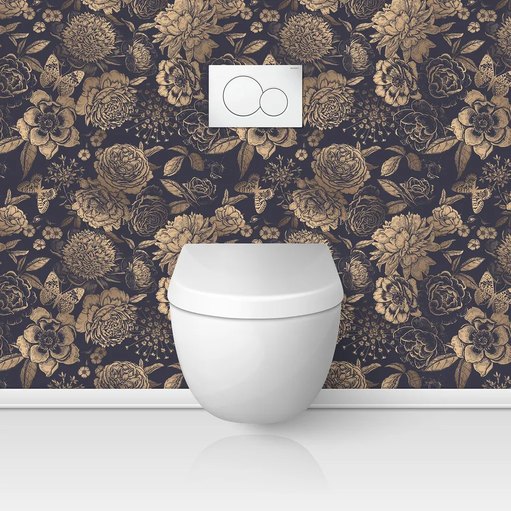 Lumaléa Crédence WC Fleurs Papillons 70x70 cm - Adhésif Protection Mate
