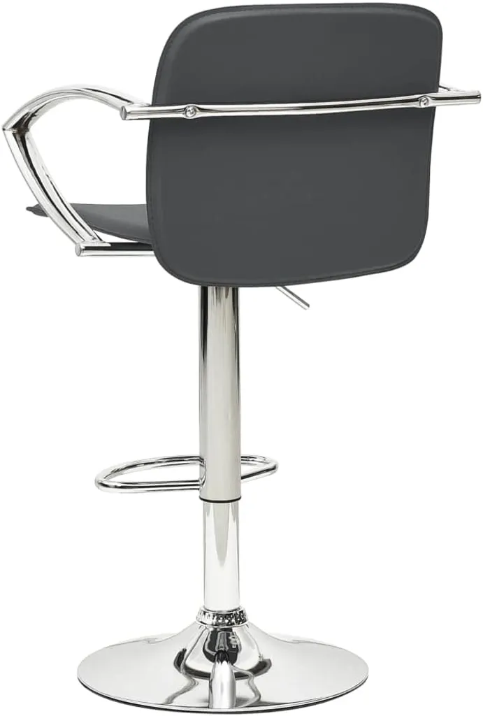 Tabouret de Bar Pivotant en Simili Cuir Gris avec Dossier Ergonomique - 5