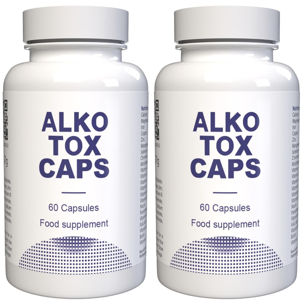 Alkotox - 120 Kapseln (2x60) hochdosiert - Original Rezept aus der Schweiz - Vegan & Pflanzlich mit Vitaminen & Mineralien - 2er Pack