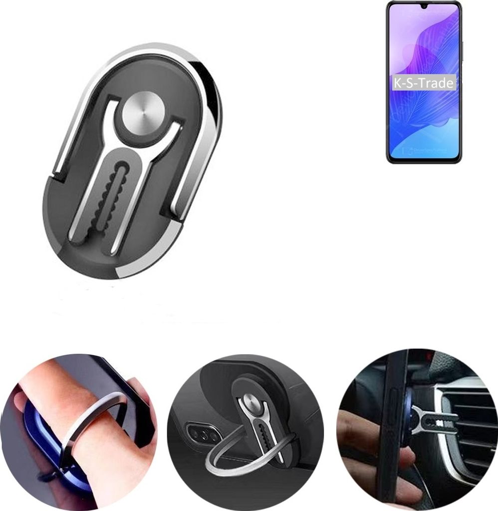 K-S-Trade 3in1 Smartphone-Ring Handy-Ring kompatibel mit Huawei Honor 30 Lite Fingerhalterung Handyring Tischständer Lüftungsgitter-Halterung Tisch