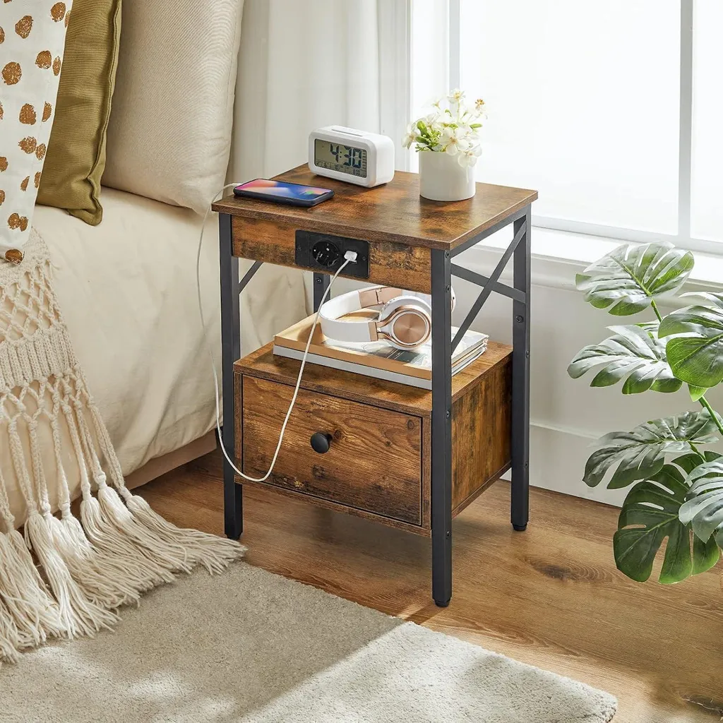 Table d'appoint avec station de charge et rangement discret HOOBRO - 4
