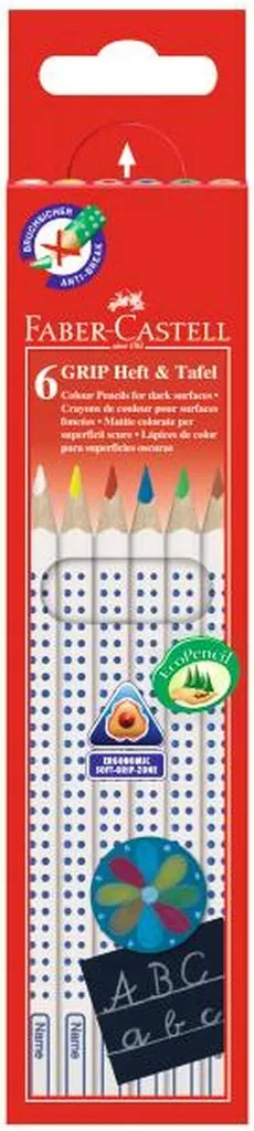 Faber-Castell 113210 Matita colorata Colour GRIP libretto e cartoncino 6 colori assortiti scatola in cartone(T)