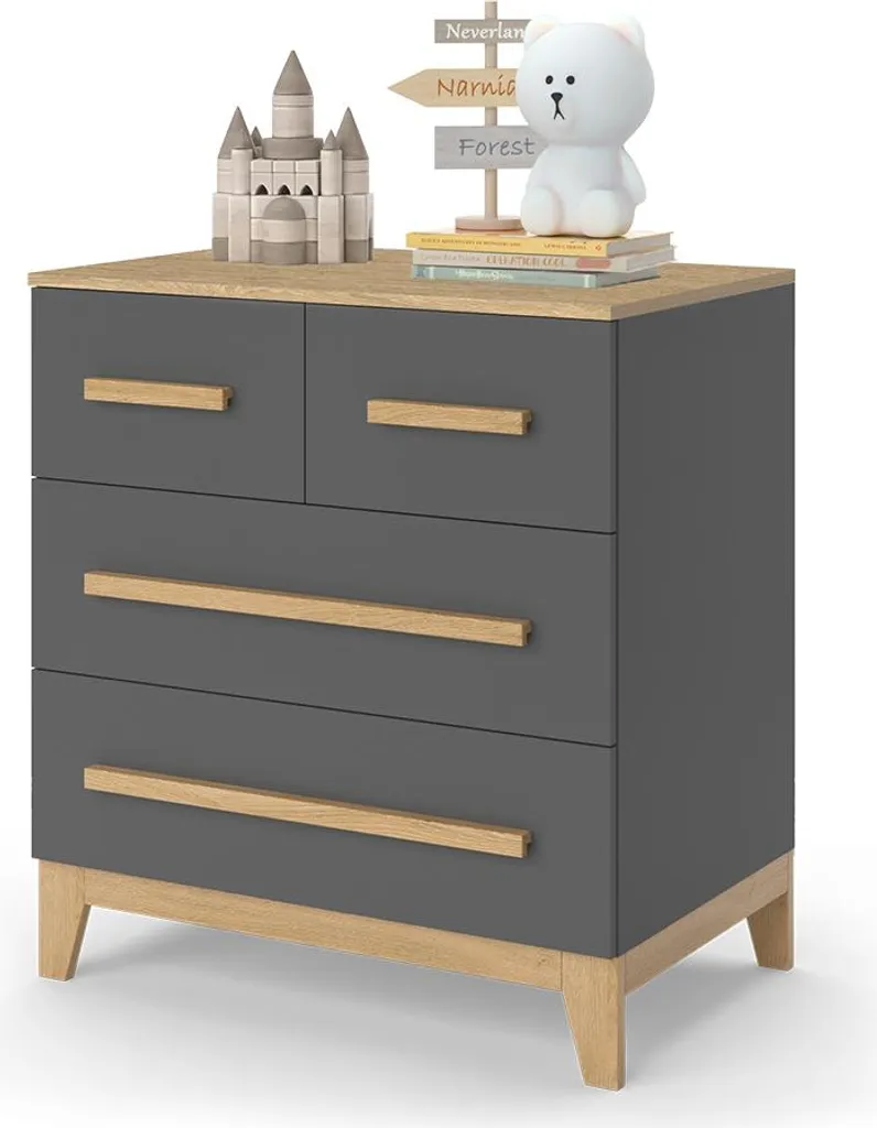 Meuble de rangement 4 tiroirs gris Malia 80x88cm - Vitalispa 52182