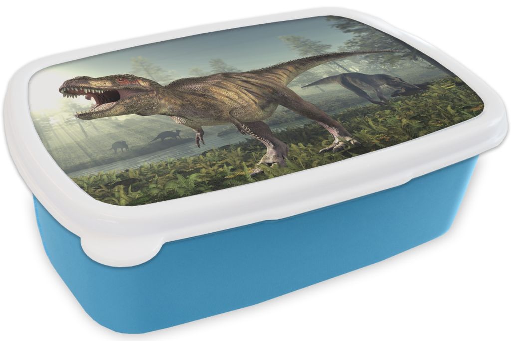 KitchenYeah Lunchbox Brotzeit Brotdose 17x11 cm Dino - Gras - Zeichnung - Kinder - Jungen Kinder Brotzeitdose - Lunch - Kunststoff - Brotbüchse...