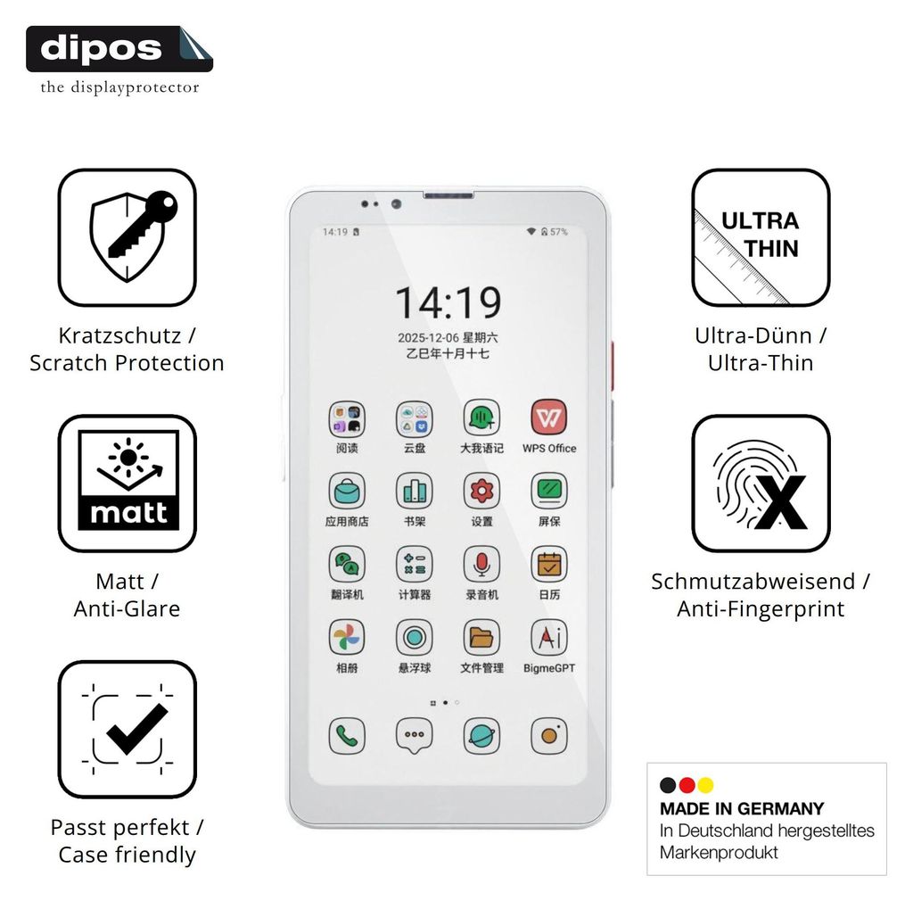 4x Schutzfolie für Bigme HiBreak Plus matt Displayschutzfolie Folie Display Schutz dipos