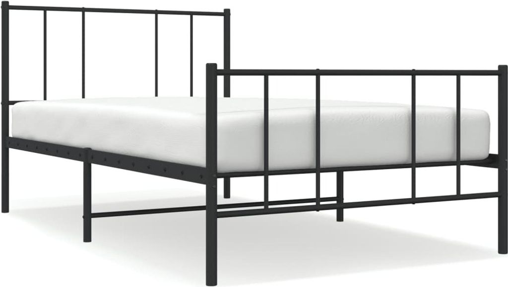 Möbel Bettgestell Einzelbett - Gästezimmer - mit Kopf- und Fußteil Metall Schwarz 90x200 cm - Polsterbett Klassische Betten CLORIS5446033