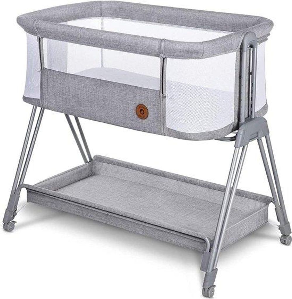 Praktisches Babyreisebett mit Luftfederung - Höhenanpassbar und umklappbar - mit 4 Rollen - für Säuglinge bis 9kg - mit Elternbettverbindung - l...