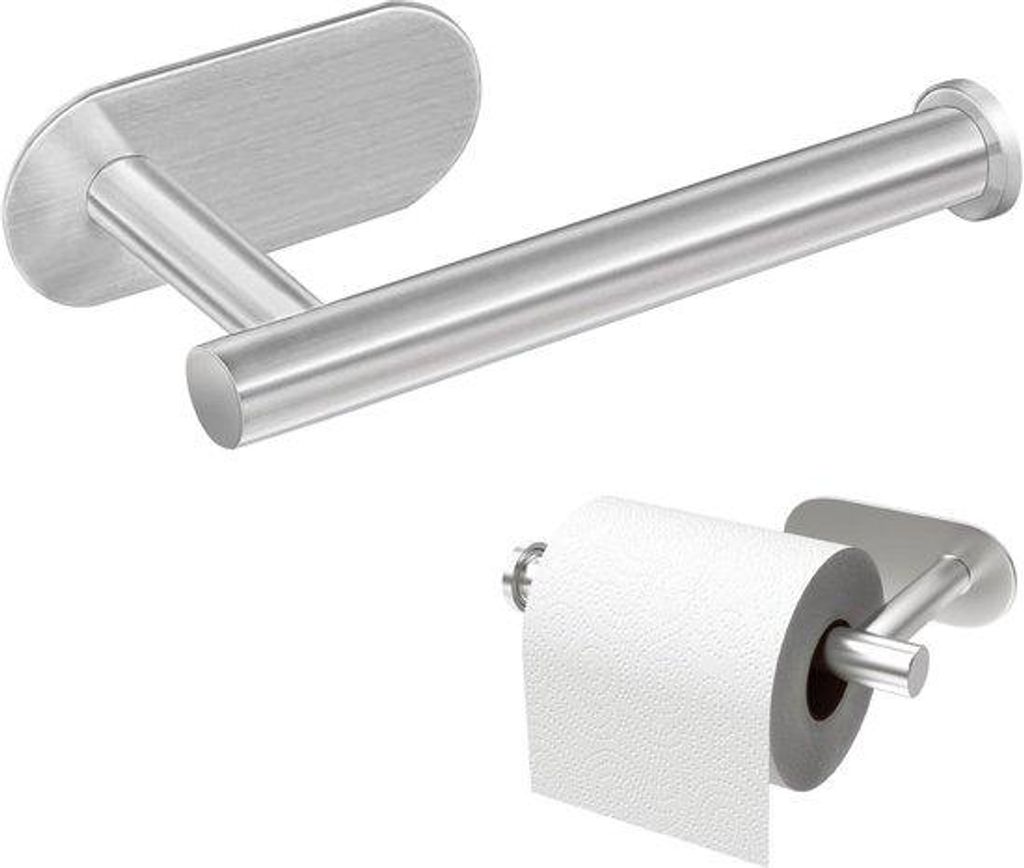 Roestvrijstalen toiletrolhouder, zelfklevend, voor badkamer, keuken, kleine ruimtes