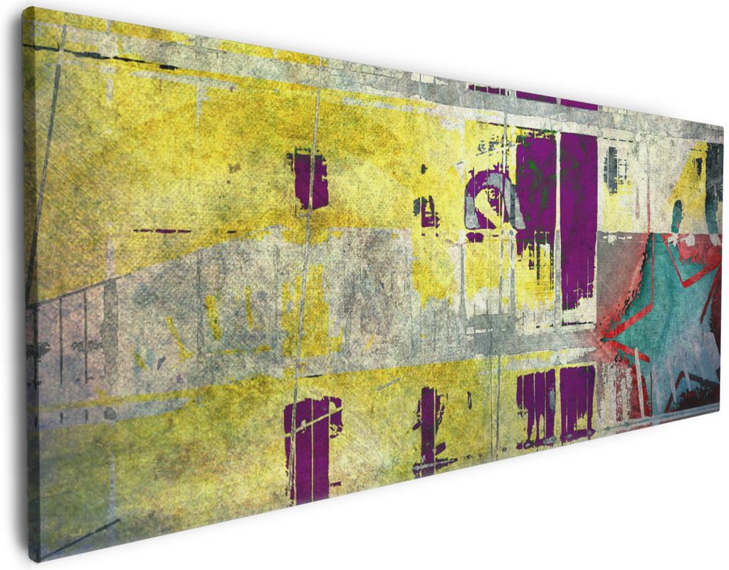 Wallario Premium Leinwandbild Retro-Style türkis-rot in Größe 80 x 200 cm