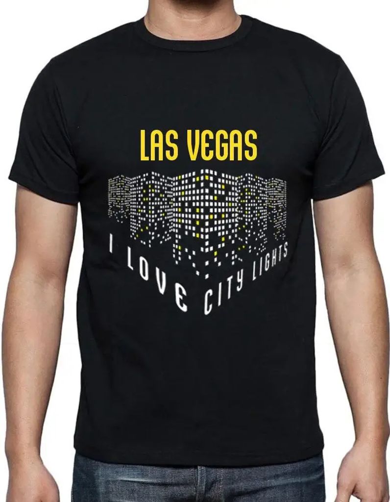 Herren Grafik T-Shirt Ich liebe die Lichter von Las Vegas – I Love Las Vegas Lights – Öko-Verantwortlich Vintage Jahrgang Kurzarm Lustige Druck