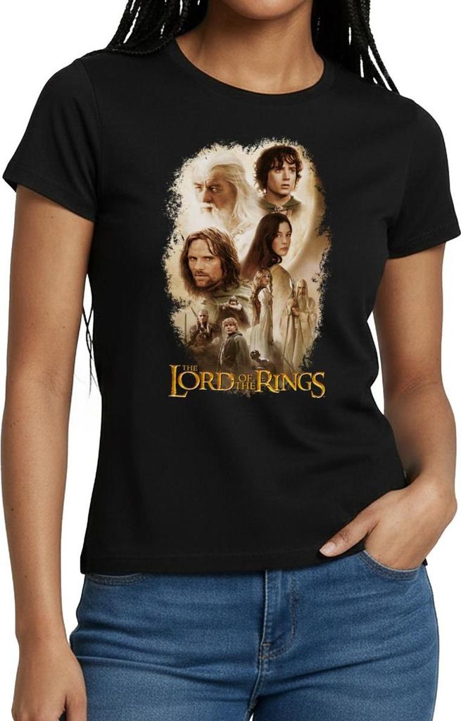 Spreadshirt Der Herr Der Ringe Logo Mit Frodo, Gandalf Und Co Frauen T-Shirt, XL, Schwarz