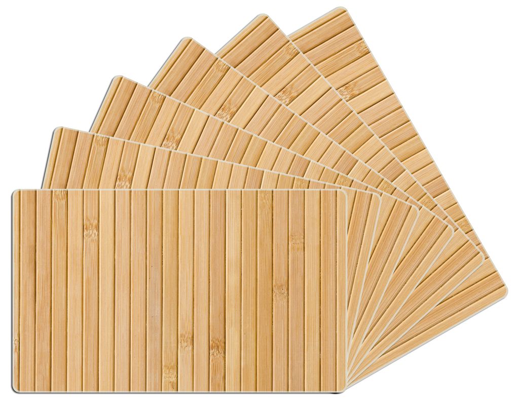 Wallario Frühstücksbrettchen 6er Set aus Glas, je 14 x 23 cm, mit rutschfesten Füßen, Motiv Holzpanele hell