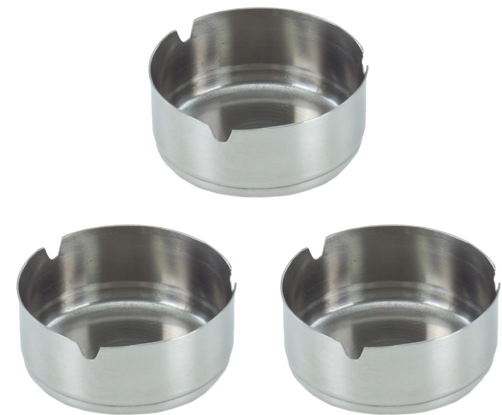 3x Aschenbecher aus Edelstahl 8 cm Durchmesser