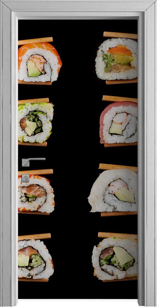 Tür Selbstklebende 90x210 cm Türfolie Türtapete Klebefolie - Sushi Stücke in Sticks