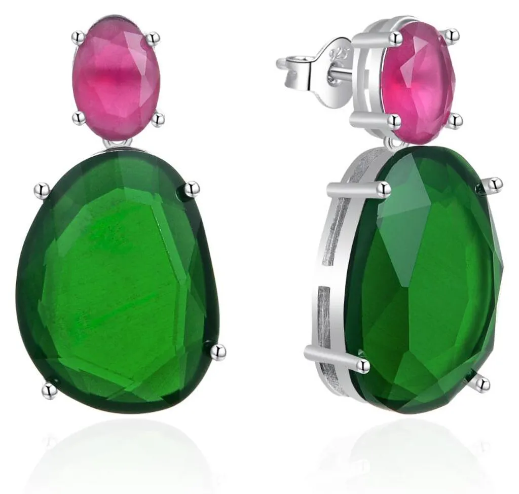 Boucles d'oreilles argentées légères sans nickel - Verre Coloré