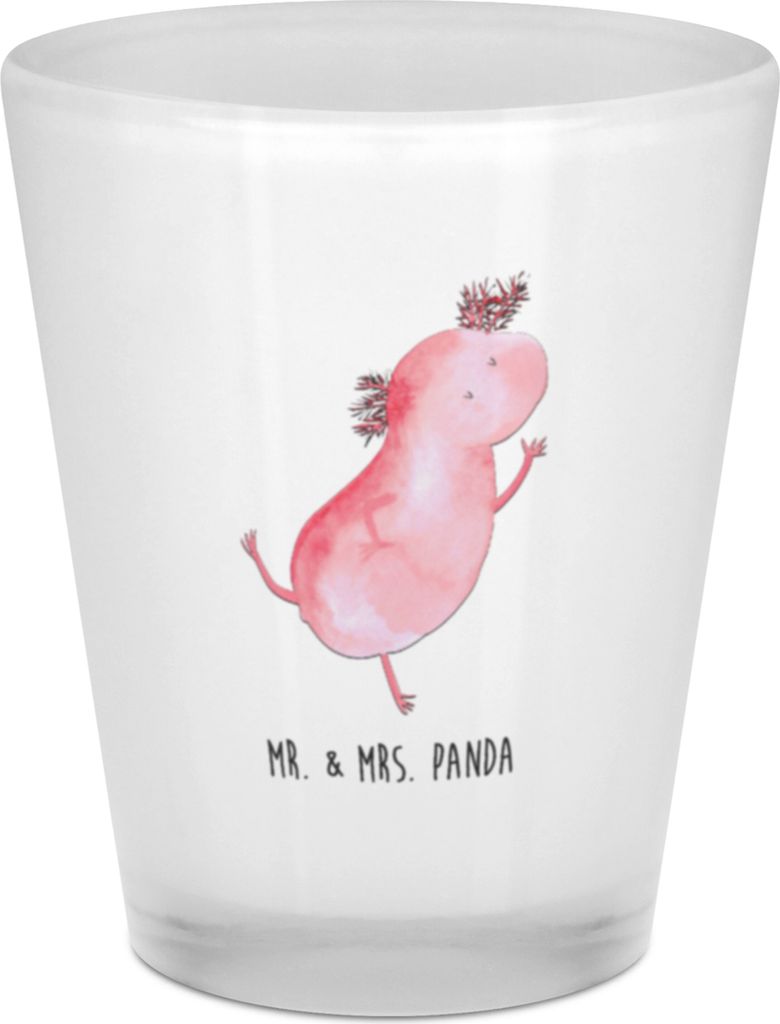 Mr. & Mrs. Panda Schnapsglas Axolotl Tanzen - Transparent - Geschenk, Freudig, Schwanzlurch, Shot Glas, Pinnchen, Molch, Freundin, gut Gelaunt, Dig...
