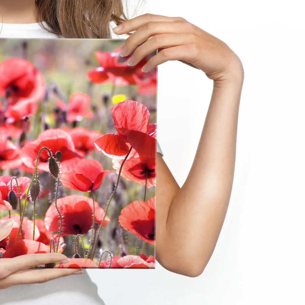 Decorazione Parete Tela 90x60 cm Papaveri Rossi - Arte Floreale Moderna - 4