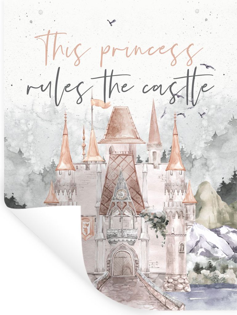 MuchoWow Wandtattoo Wandsticker Wandaufkleber Sprichwörter - Zitate - Prinzessin - Diese Prinzessin regiert das Schloss - Kinder - Baby - Mädch...