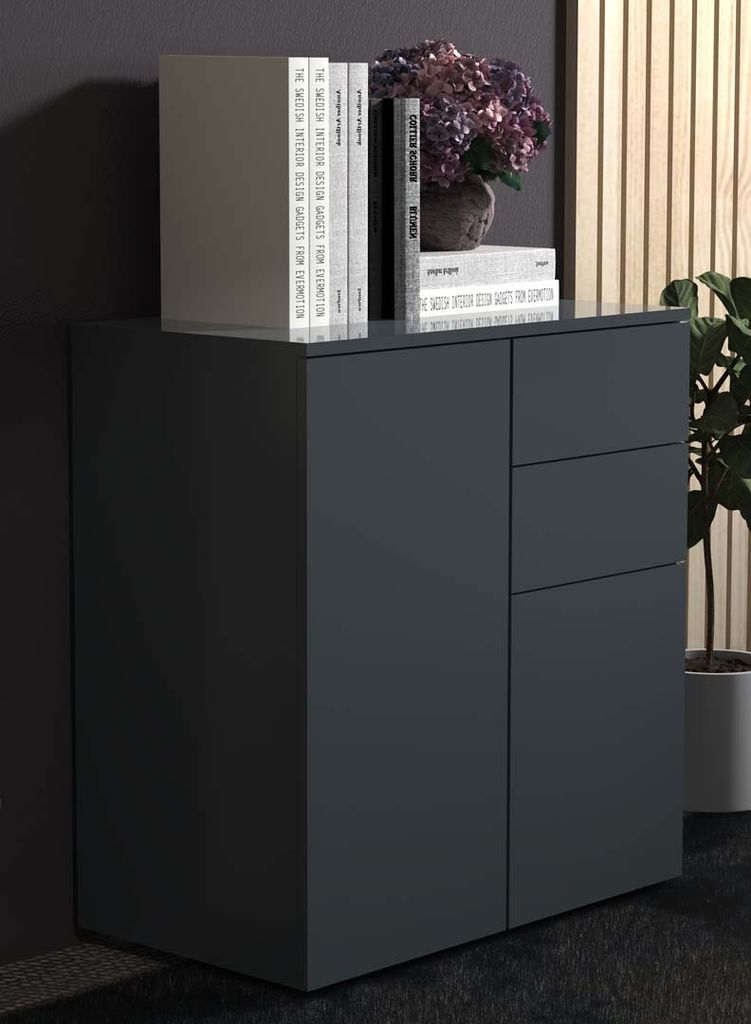 VCM Holz Kommode | Sideboard mit 2 Drehtüren und zwei Schubladen | Maße H. 77 x B. 70 x T. 39 cm - Dalosa