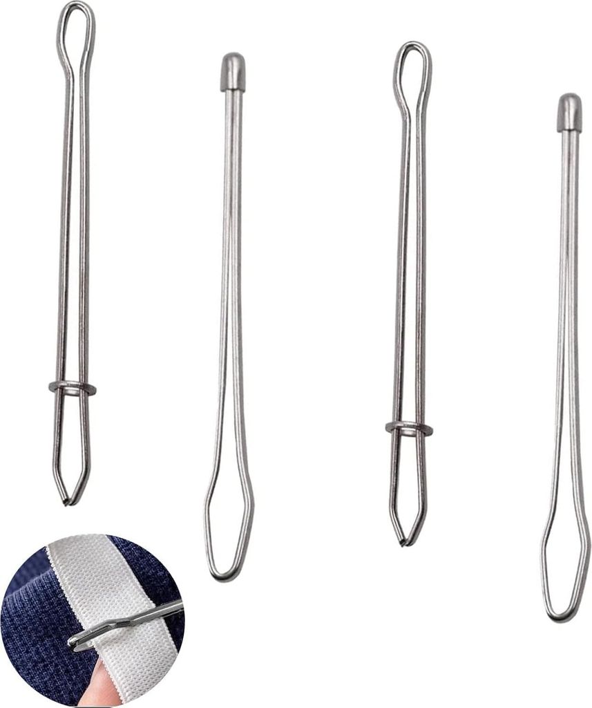 Frypay 4 Stück Einfädler Tweezer, einfädelhilfe nähmaschine,Durchziehnadeln Einfädler, Elastikband Einfädelhilfe Haushalt,Crafting-Seil-Schnu...