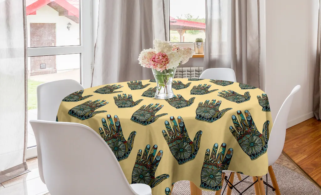Tovaglia Rotonda 150 cm ABAKUHAUS Arte Lettura Mano - Arredo Magico