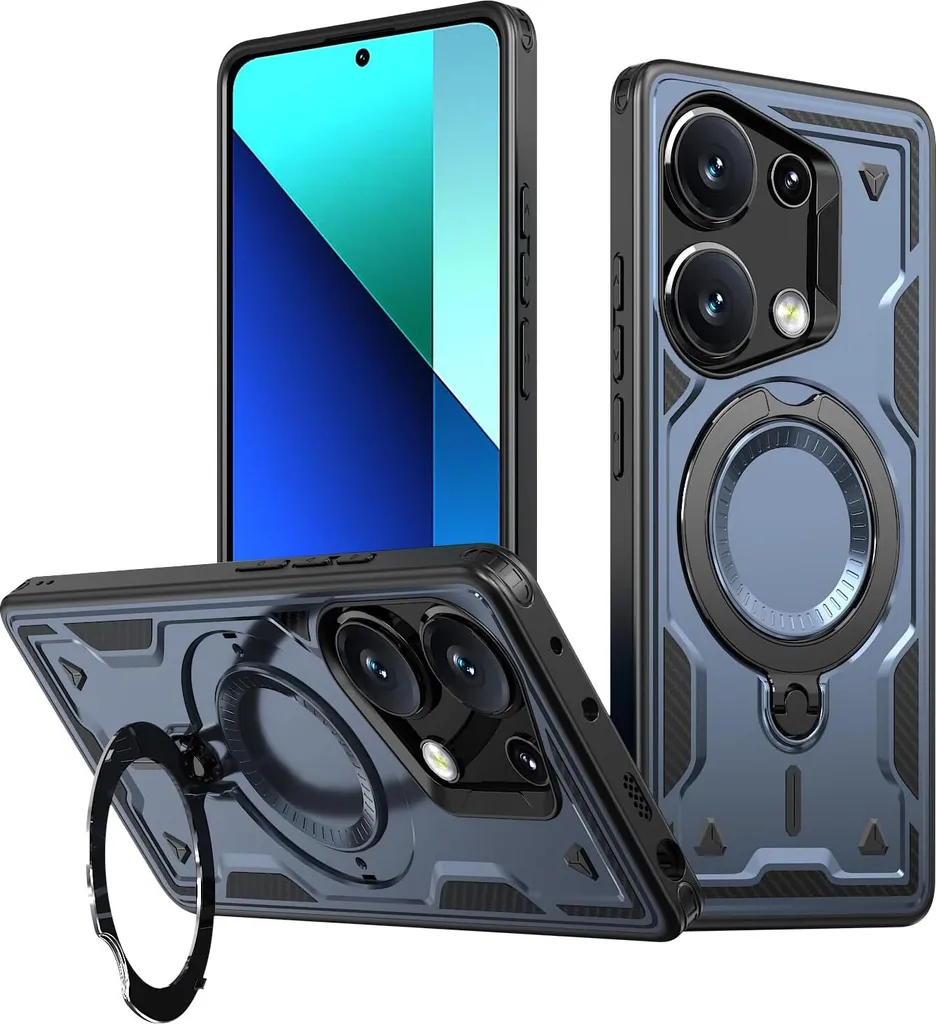 Custodia Antiurto Poco M6 Pro 4G / Redmi Note 13 Pro 4G Blu con Anello