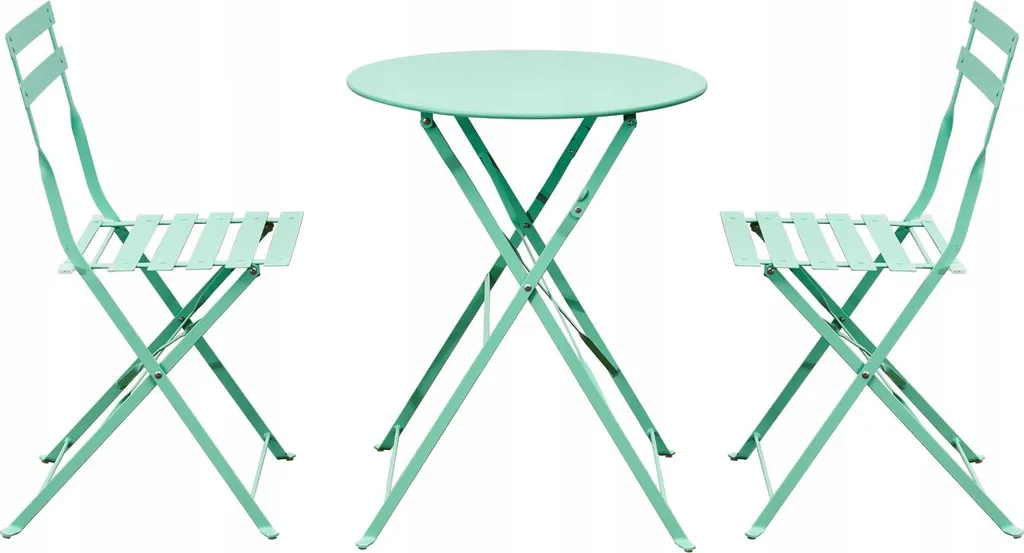Set da Giardino SEMPLICI in Metallo Verde Menta - Stile Retrò 3 Pezzi - 1