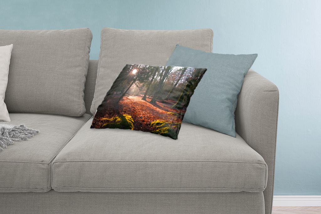 MuchoWow Zierkissen Sofakissen Wohnzimmer Dekokissen 60x40 cm Sonne tanken in den Wäldern des englischen New Forest National Park - Kopfkissen -...