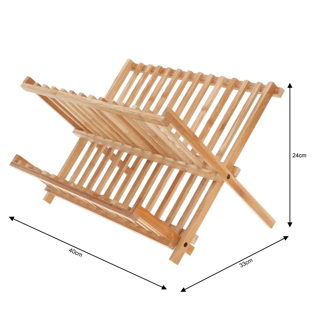 Sèche-Vaisselle Pliable Kinghoff KH-1631 en Bambou Antibactérien Design