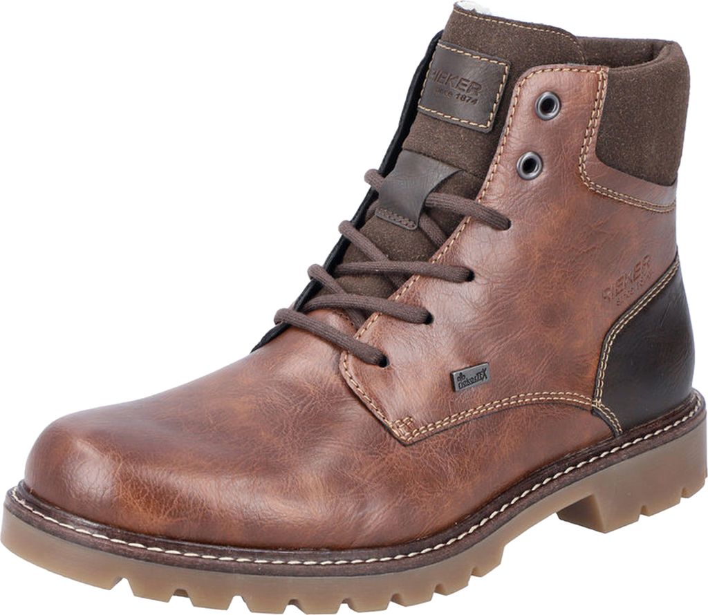 Rieker Herren Stiefelette Schnürung Used Look Reißverschluss 38840, Größe:41 EU, Farbe:Braun