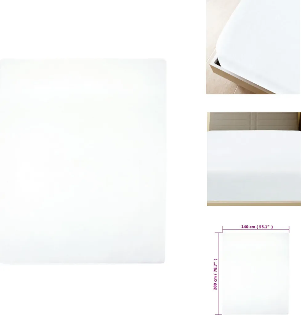 Set 2 Lenzuola con Angoli 140x200 cm Jersey Bianco - Puro Cotone vidaXL