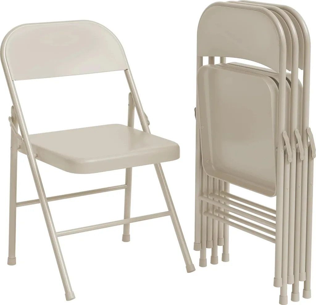 Chaise métallique pliante beige ultra résistante charge 158kg