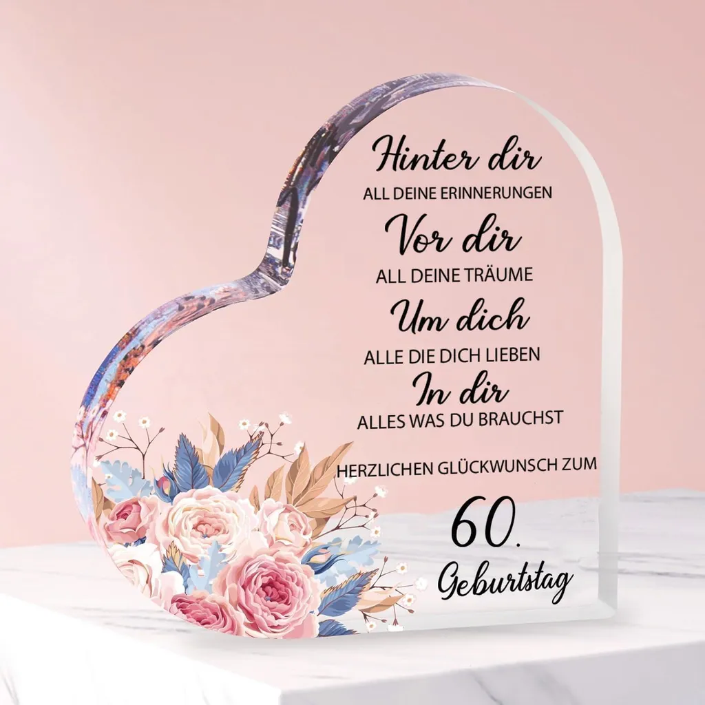 Regalo 60 Anni Donna e Uomo: Blocco Acrilico Design Moderno