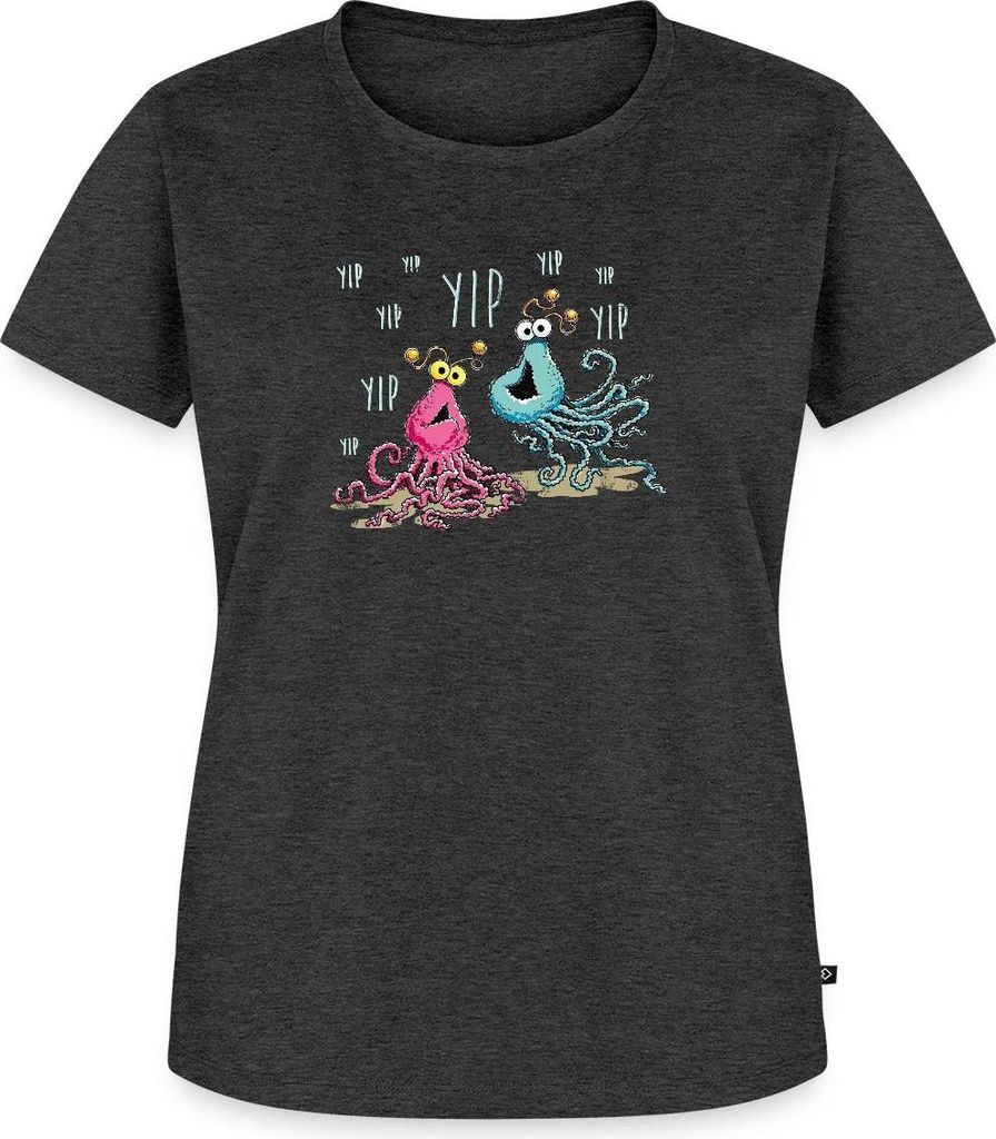 Spreadshirt Sesamstraße Yip Yip Alien Frauen Premium T-Shirt, 3XL, Anthrazit meliert