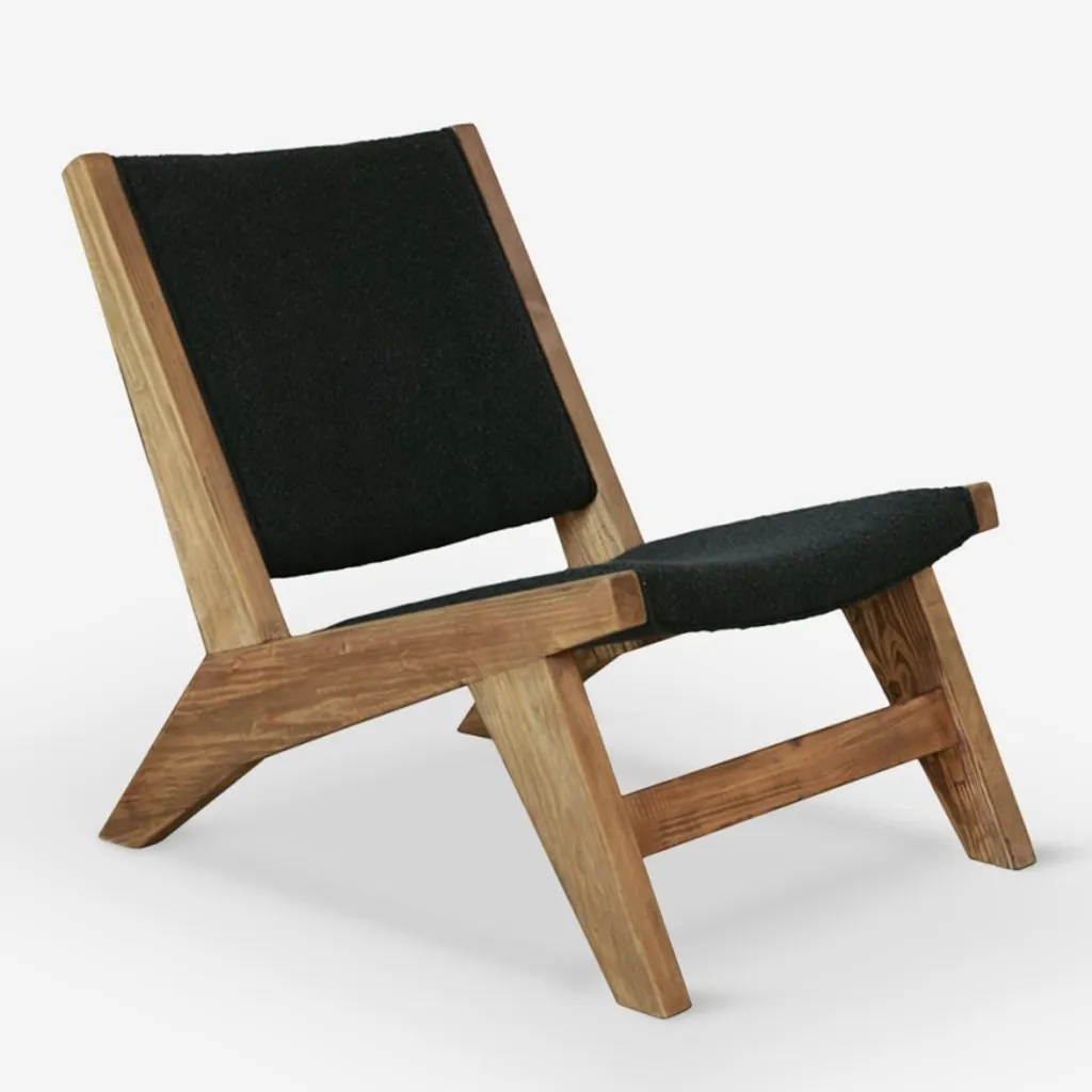 Chaise Marlon en bois et tissu noir pour chambre et salon moderne