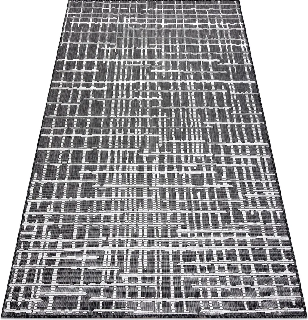 Petit Tapis d'Entrée ou de Couloir Noir Motif Lignes 80x150 cm