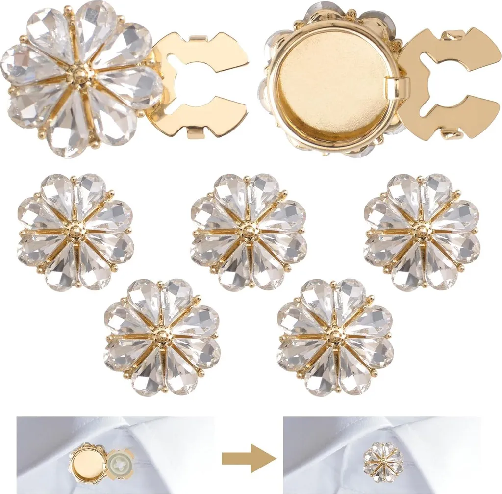 Transformer bouton ordinaire en bijou fleur cristal doré sans couture