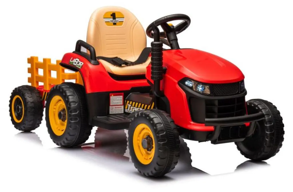 Tracteur à batterie rouge BBH-030 avec remorque pour enfant dès 3 ans